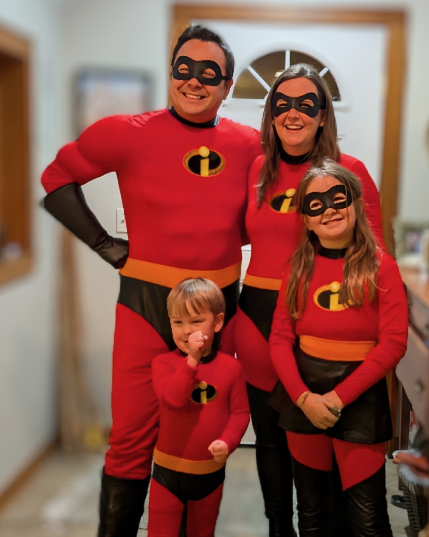 The Christison family dressed as the Incredibles for Halloween